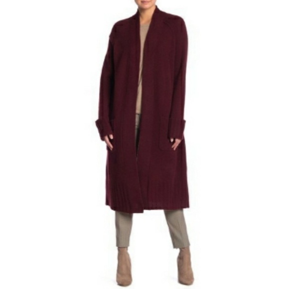 360 Cashmere Burgundy Larissa Cashmere Cardigan Wine - Picture 1 of 6